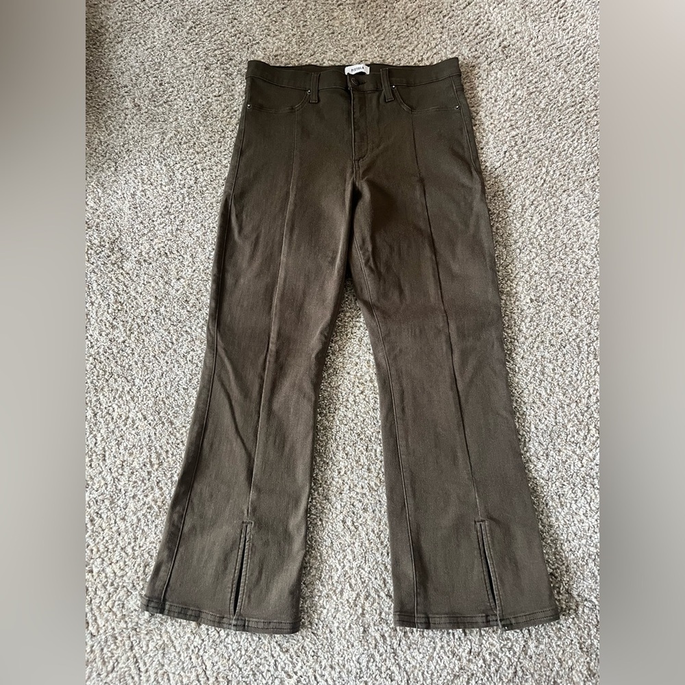 Pistola Olive-Toned Coated Denim Jeans